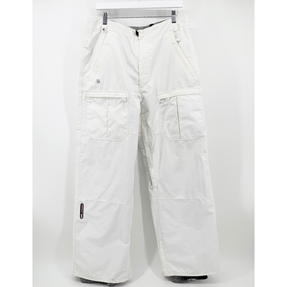 Ripzone Men's Large White Ski Pants 57710 RECCO Avalanche Reflector Flaws Cargo